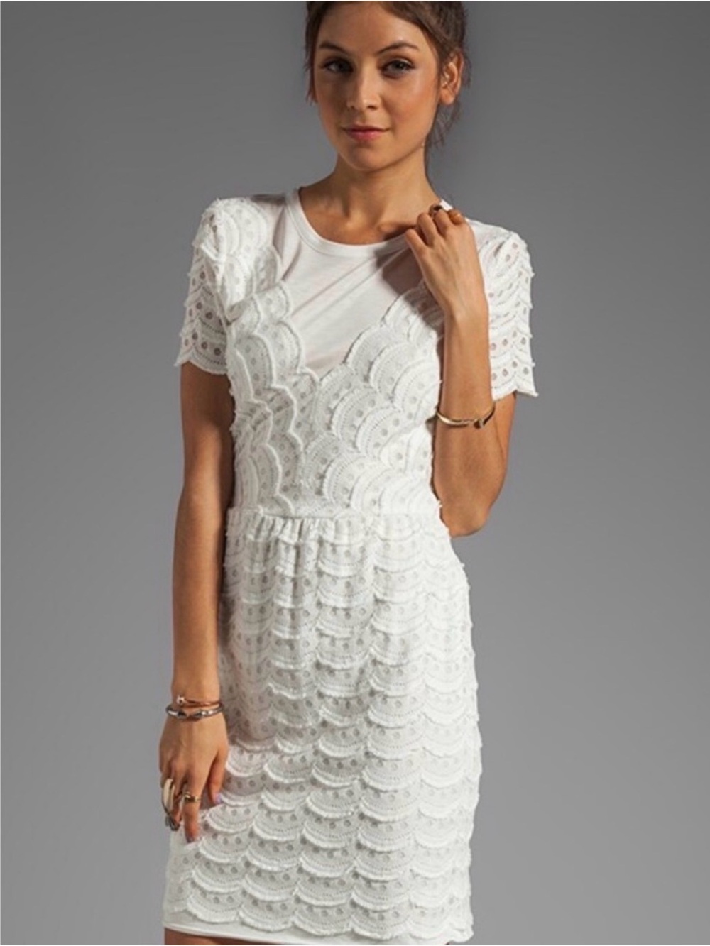 Marc by Marc Jacobs White Scalloped Lace Mini Dress